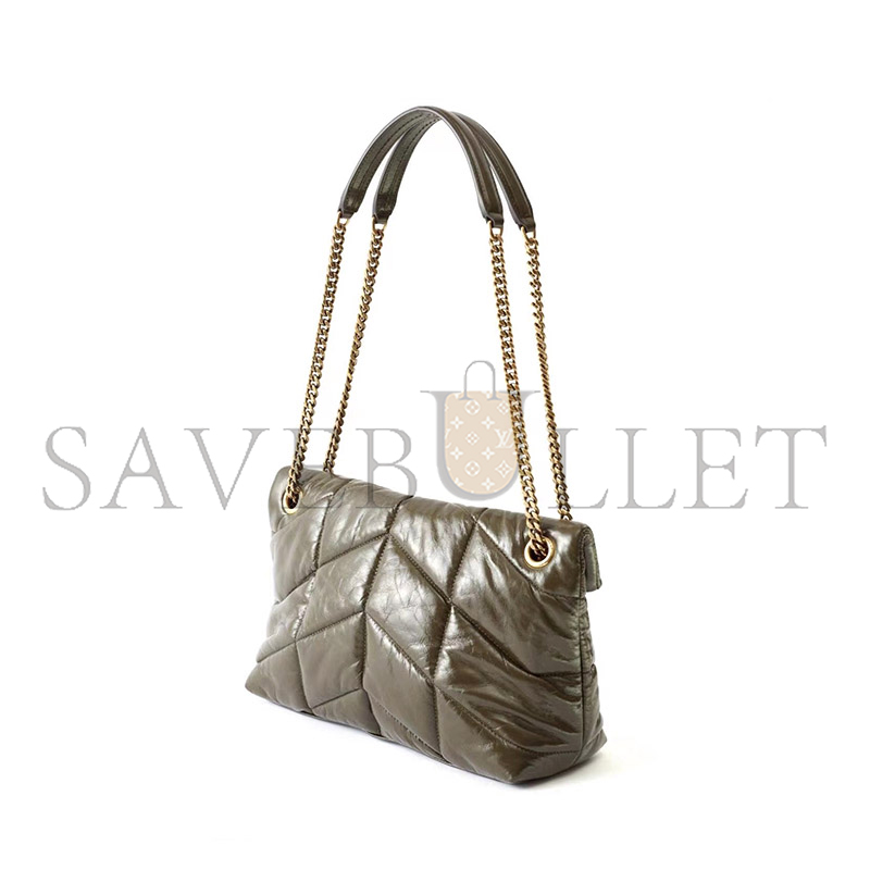 YSL PUFFER SMALL CHAIN BAG IN CRINKLED LEATHER 577476200452 (29*17*11cm)